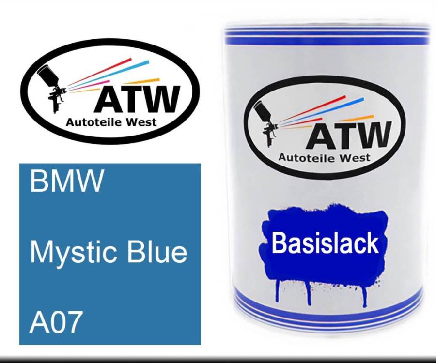 BMW, Mystic Blue, A07: 500ml Lackdose, von ATW Autoteile West.